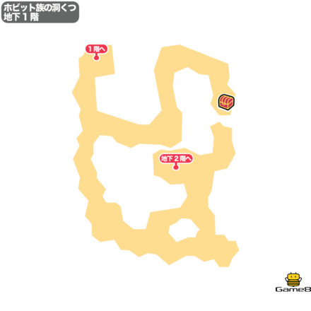 ドラクエ7のホビット族の洞くつ地下1階のマップ