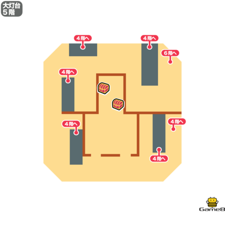 ドラクエ7の大灯台5階のマップ