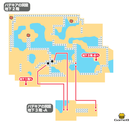 ドラクエ4のパデキアの洞窟の地下2階と地下3階-Aのマップ