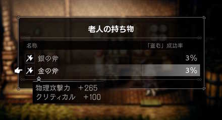 オクトパストラベラーの金の斧