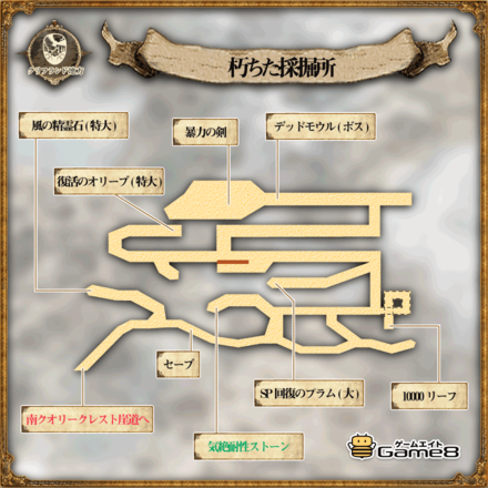 オクトパストラベラーの朽ちた採掘所のマップ