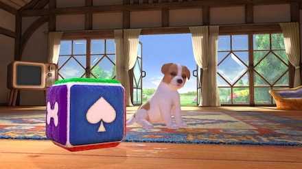 子犬がいるリビングの画像