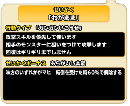 モンスターの性格わがままの画像