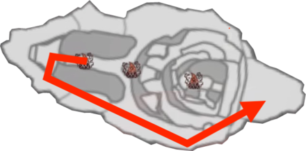 2つ目の排熱機関からネルギガンテの場所へのルート