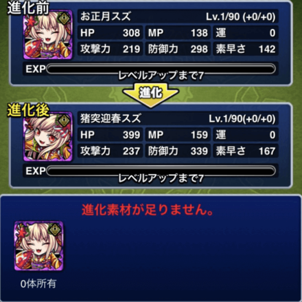 進化に必要な素材