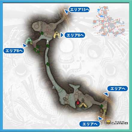 龍結晶の地エリア16のマップ