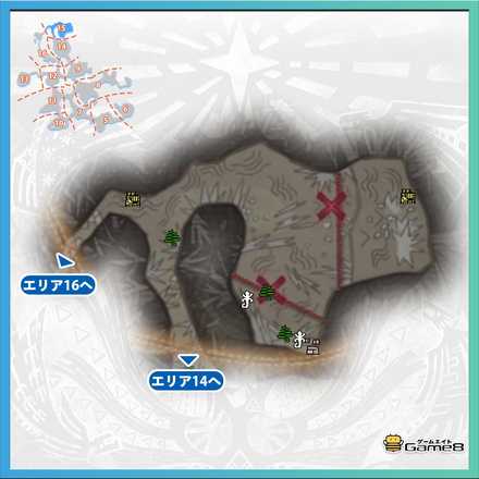 龍結晶の地エリア15のマップ