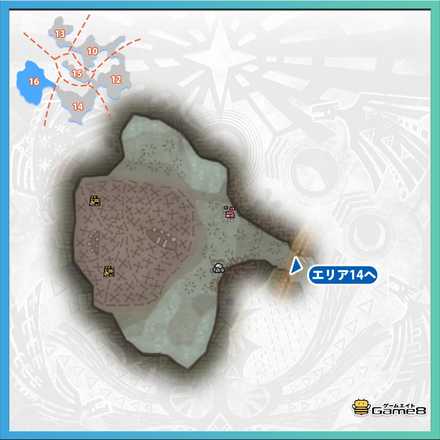 瘴気の谷エリア16のマップ