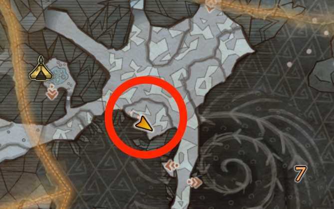 渡りの凍て地エリア7の地面が崩れる場所