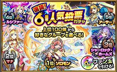 モンスト 人気投票ガチャの当たりキャラ グループ別 6周年 ゲームエイト