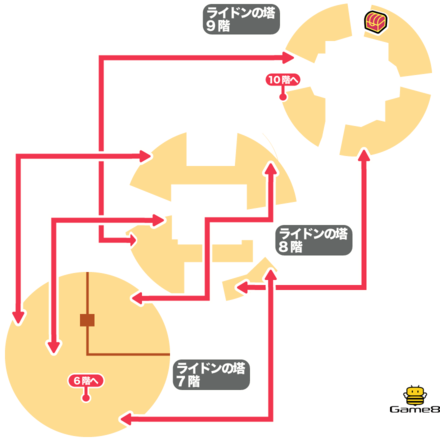 ライドンの塔7F、8F、9Fのマップ画像