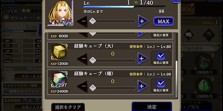 経験キューブ（極）を使用