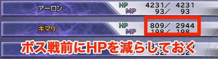 事前にキマリのHPを減らしてから挑む