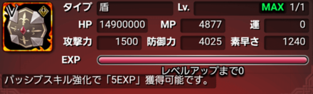 盾のステータス