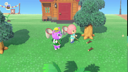 木の前に物を置いてマスの目安をつける