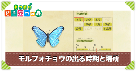 あつ森 モルフォチョウの値段と出る時間 あつまれどうぶつの森 ゲームエイト あつ森 モルフォチョウの値段と出る時間 あつまれどうぶつの森 ゲームエイト