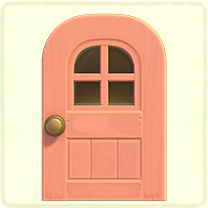 ピンクの窓付きのドア