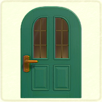 黄緑の縦長窓のドア