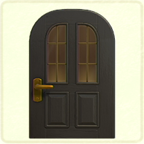 黒い縦長窓のドア