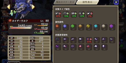 カイザーウルフの耐性