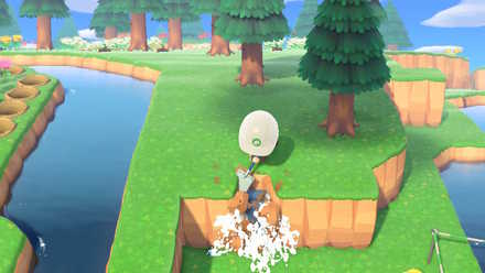 河川工事で崖を上から削る