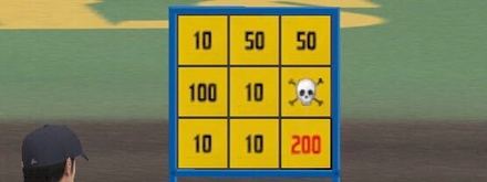 赤い数値のパネル付近を狙う