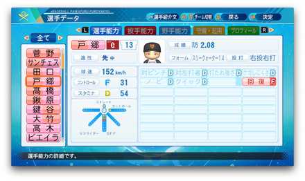 戸郷翔征のステータス画像