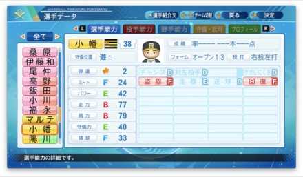 小幡竜平のステータス画像