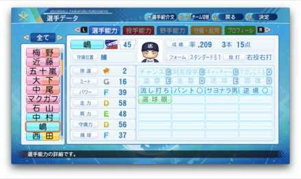 嶋基宏のステータス画像