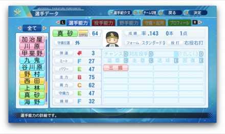 真砂勇介のステータス画像