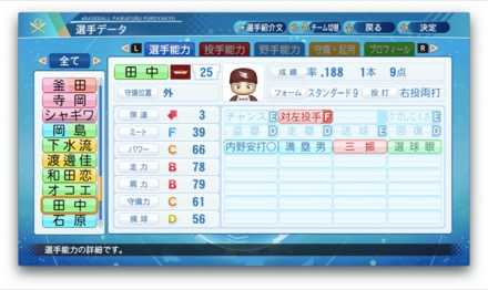 田中和基のステータス画像