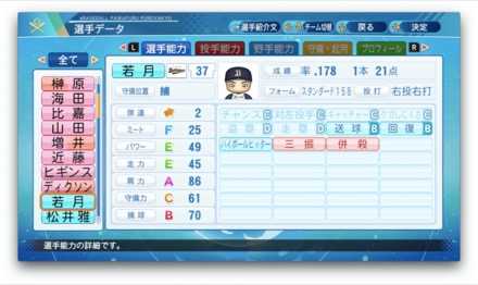 パワプロ2020】若月健矢の選手能力と特能一覧｜オリックス｜ゲームエイト