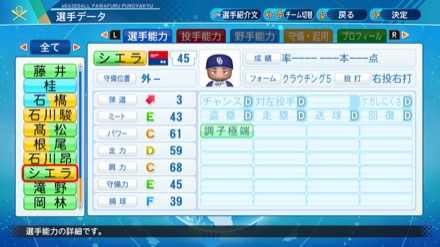 シエラのステータス画像