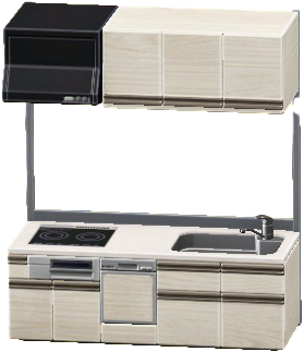 システムキッチンのホワイトの画像