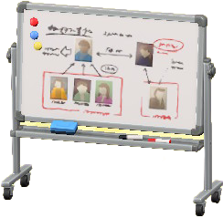 ホワイトボードの捜査会議の画像