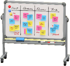 ホワイトボードのアイデア会議の画像