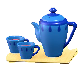 ティーセットのブルーの画像