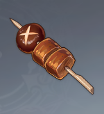 鳥肉と野生キノコの串焼きの画像