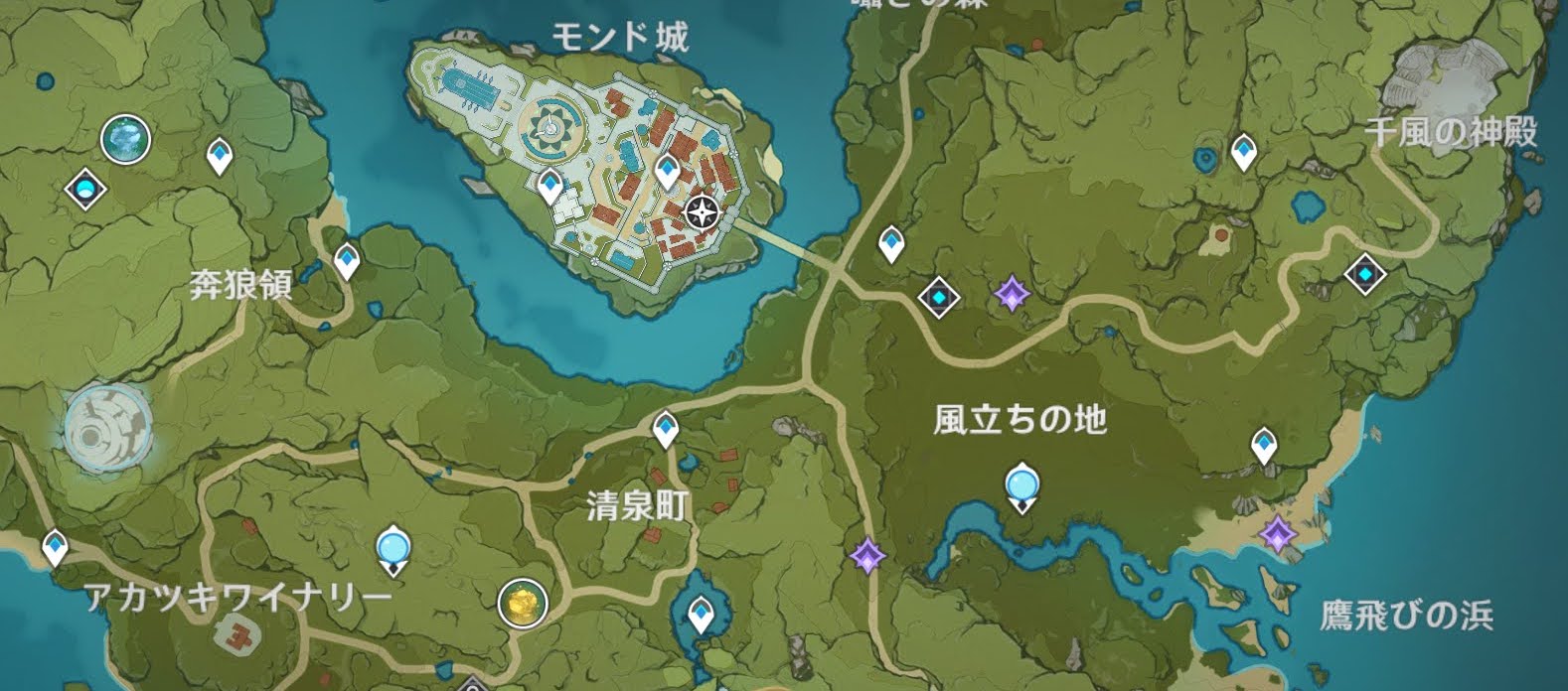 ファデュイの隠れ家までの地図