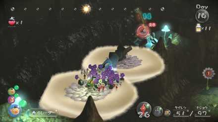 洞窟の電球を付けカケラを運ぶ