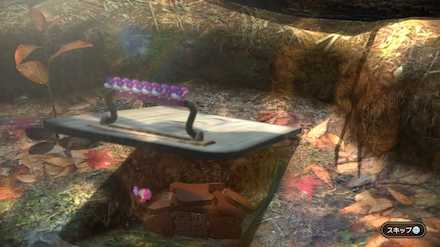 バッタン板を開いてカケラを回収