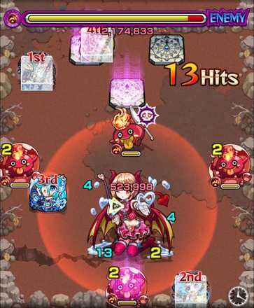 火リリスのステージ2ドクロ発動後の画像