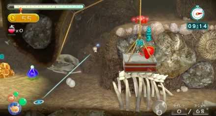 洞窟内と外の回収で手分けをする