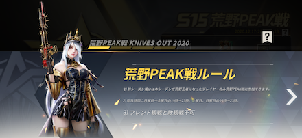 荒野PEAK戦のルールの画像