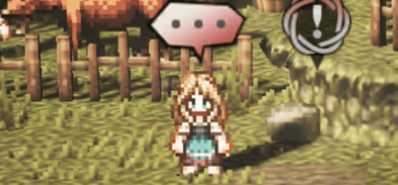 村の外を見張る女性