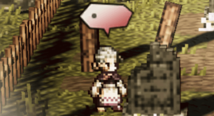 川を見守る老婆