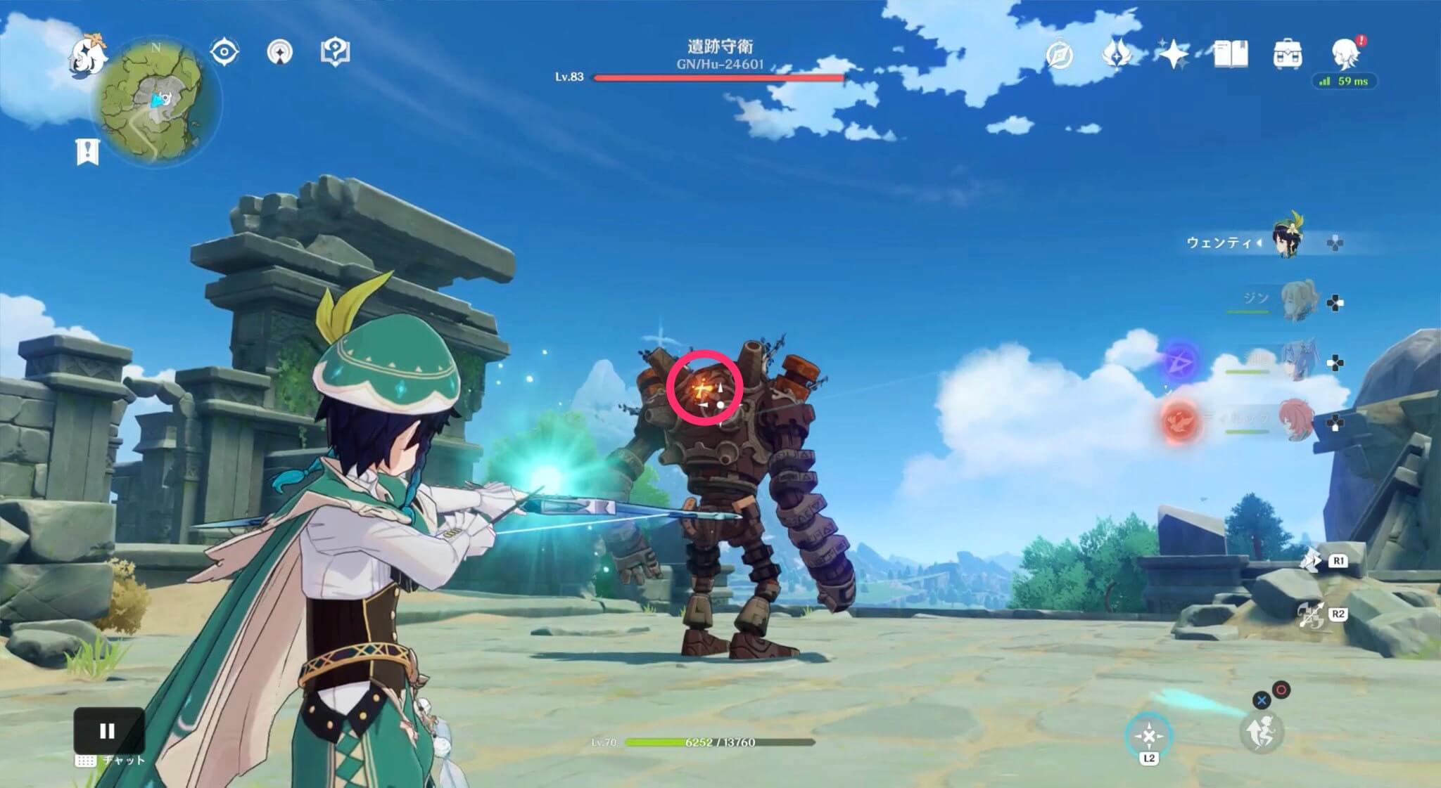 遺跡守衛は背中も弱点に