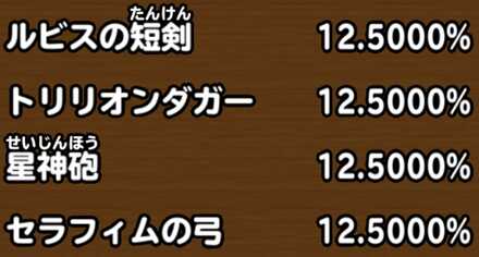 目玉装備排出確率の画像
