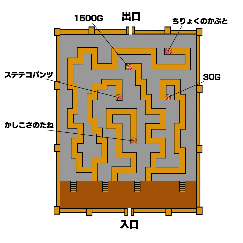 細い通路の部屋
