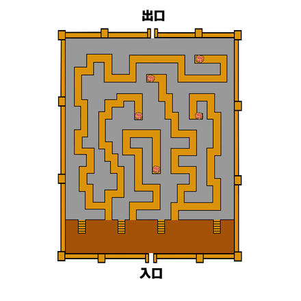 細い通路の部屋マップ